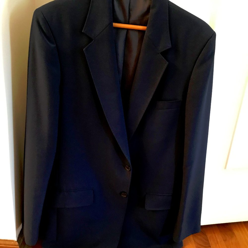 Man's Shop Suit by JC Penny Blue Color Size Large